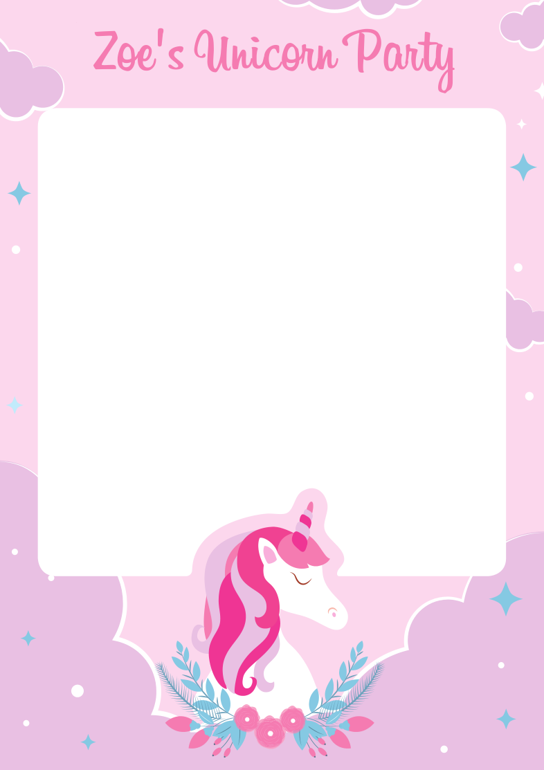 A1 A2 Personalised Selfie Frame with Unicorn Design